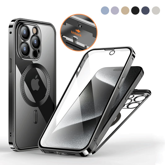 Anti-Privacy Metal Magnetic Wireless Charging Double-Sided Full Cover Phone Case Protective Cover