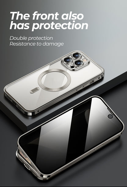 Anti-Privacy Metal Magnetic Wireless Charging Double-Sided Full Cover Phone Case Protective Cover