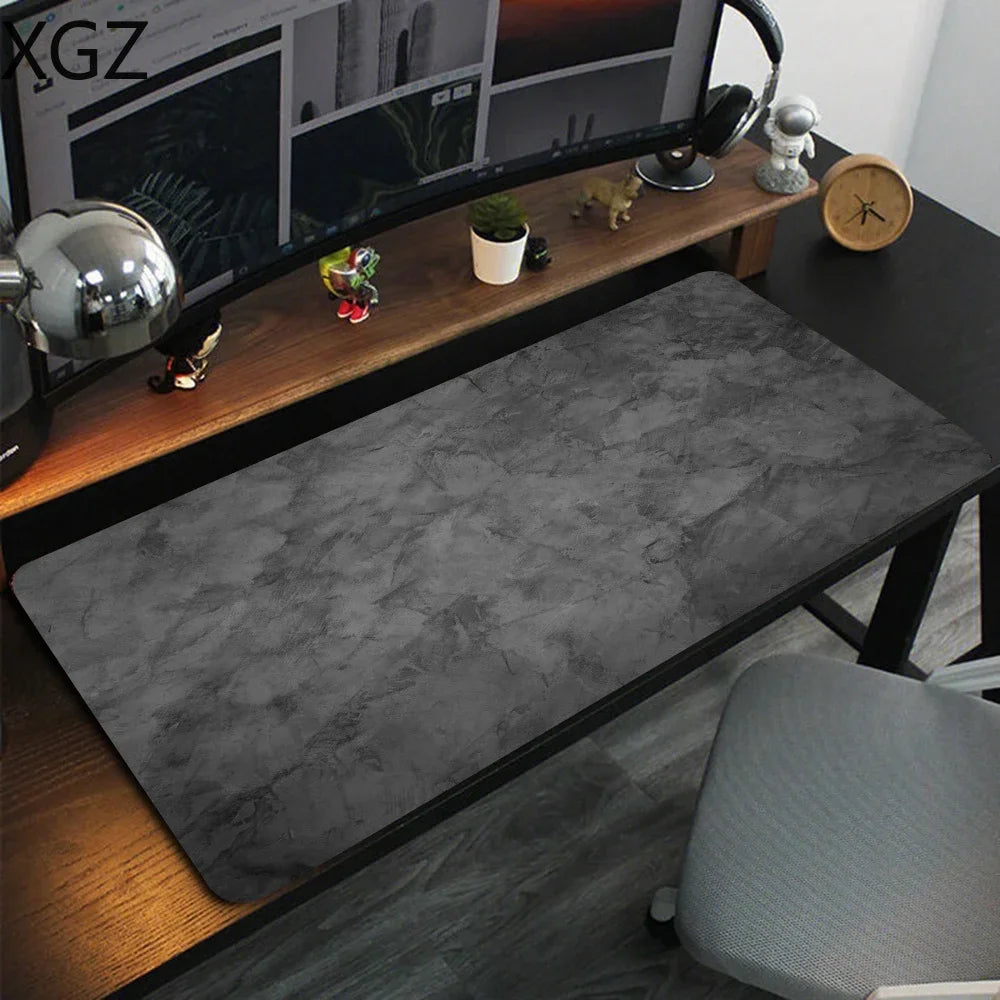 XXL Gray gaming mousemat large desk pad marble keyboard accessories, suitable for office and gamer washable non-slip fine seams