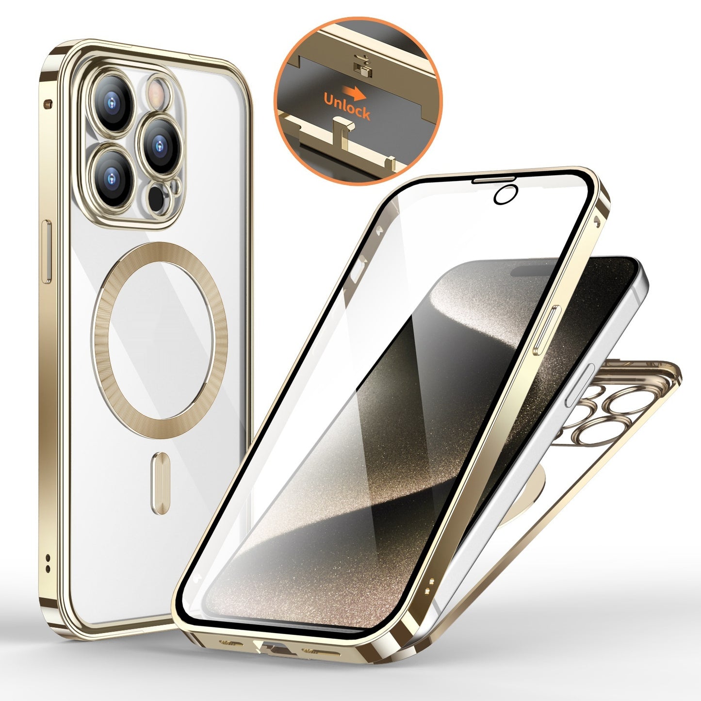 Anti-Privacy Metal Magnetic Wireless Charging Double-Sided Full Cover Phone Case Protective Cover