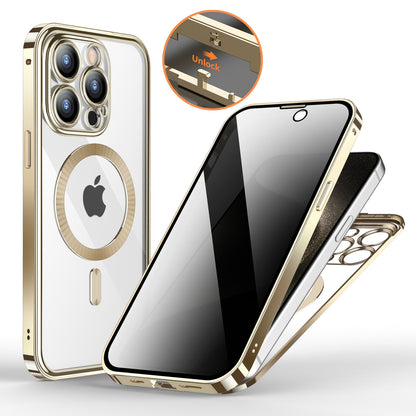 Anti-Privacy Metal Magnetic Wireless Charging Double-Sided Full Cover Phone Case Protective Cover